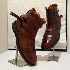Dan Post Leather Harness Ankle Boots Brown Men’s 8.5 Vintage Biker